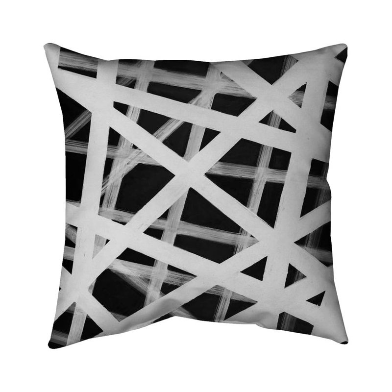 Abstract bold lines - 18"x18" Throw pillow cover - Poly twill - Print on demand, Black/White, Pillow Cover Only - No Insert