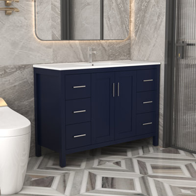 Ensemble de meuble-lavabo simple 48 po avec plateau en céramique Jakiem