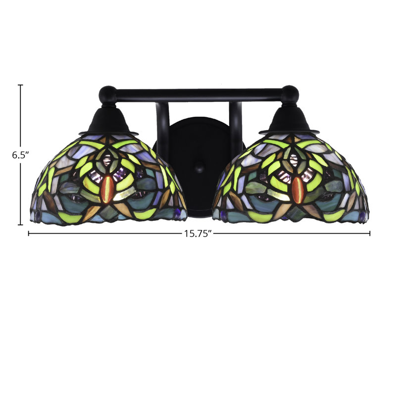 Paramount 2 Light Bath Bar Shown In Matte Black Finish With 7" Kaleidoscope Art Glass