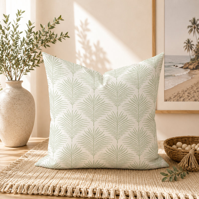 Housse de coussin en coton Seafoam Light, Carré 21 po