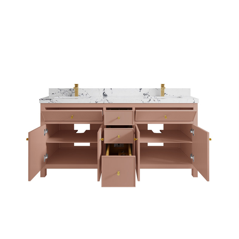 Sonoma X P 22 po Meuble-lavabo double D en terre cuite chaude avec quartz, Nuit Viola 2 po