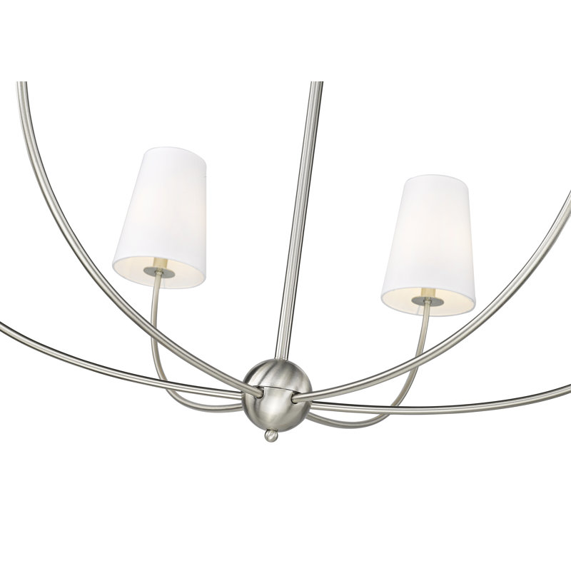 Lustre classique à 6 lumières avec abat-jour Caral, Nickel brossé, H 19,25 po x l 42 po x P 42 po, 6