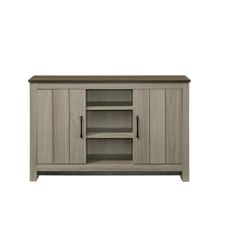 Nyla 47"W Gray Oak Console Table, Buffet Table, Sideboard with Shelves and Cabinet Doors, Light Oak