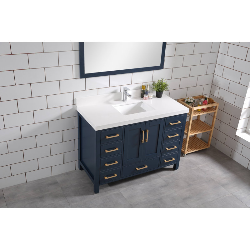 Ensemble de meuble-lavabo simple 42 po Uckfield, Blanc, Bleu marine