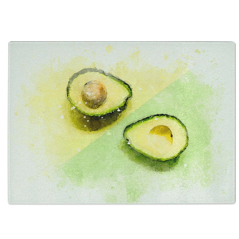 Tempered Glass Avocado Split Chopping Board, 39 cm W x 28.5 cm L