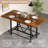 Dining Table For 6 People, Industrial Kitchen Table With Metal Footrest, Counter Height Dinner Table Rectangular Bar Table For Small Space, Apartment-1306693140