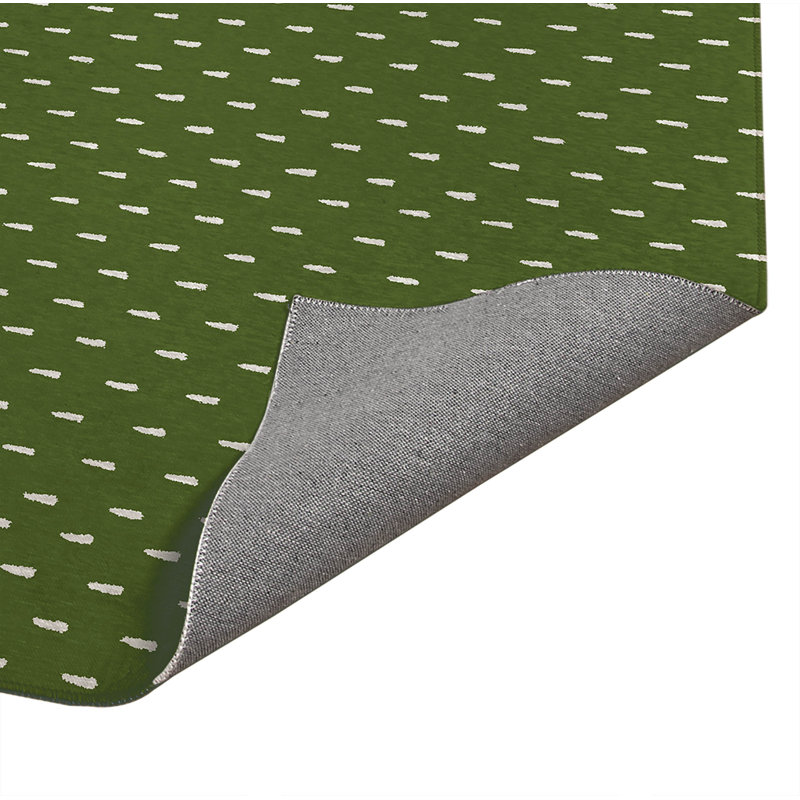 Tapis de cuisine à profil bas Patty, Rectangle 5' x 7', Vert olive rayé