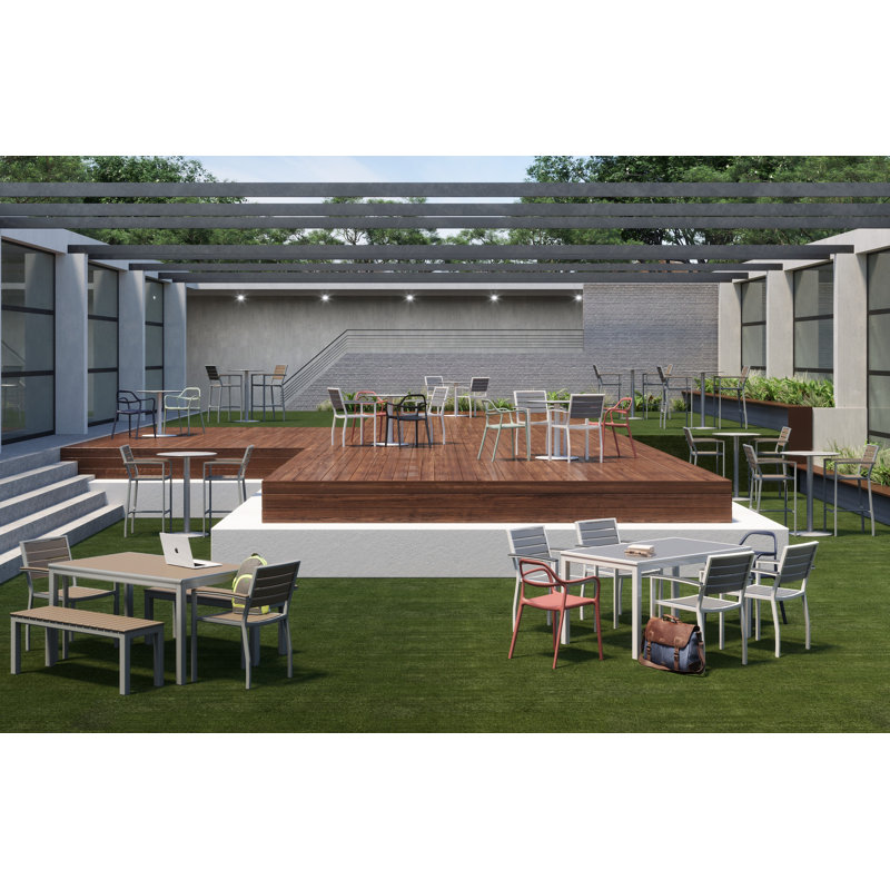 Ivy Aluminum Outdoor Bench, Mocha, Silver