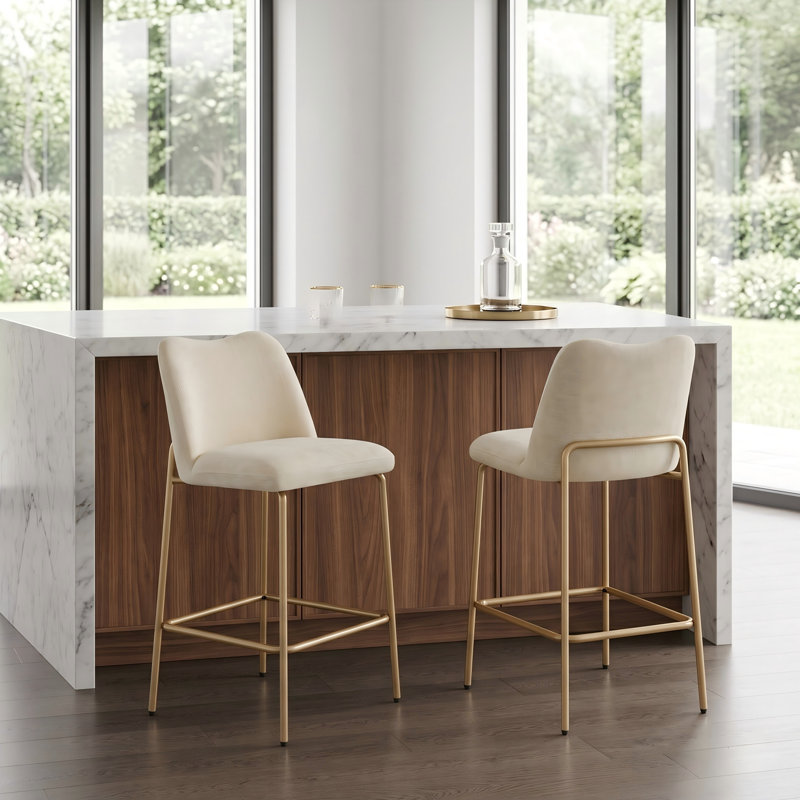 Tabourets de bar 26 pouces, White/Gold