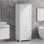 Grande armoire de rangement autoportante pour salle de bain, organisateur de finition en panneau de fibres à densité moyenne avec 2 tiroirs et tablette réglable