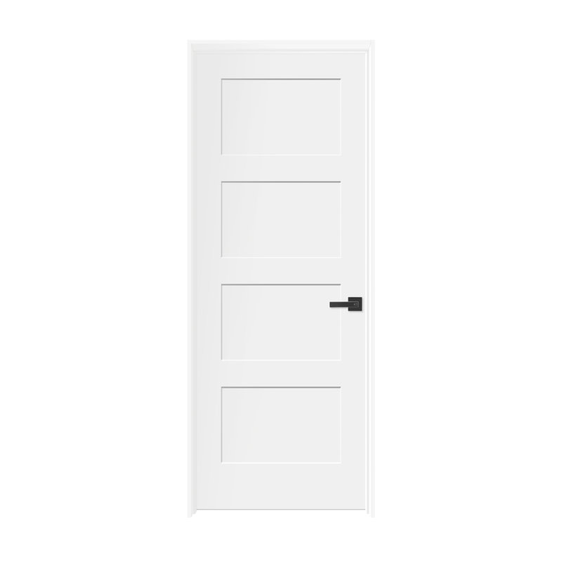 (Non verrouillable) Porte intérieure pré-suspendue à 4 panneaux avec montants de porte de 4 9/16 po, 36 po x 80 po, Noir mat