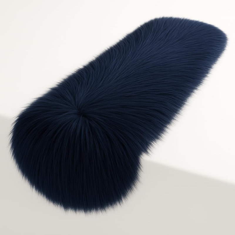 FabricLA Faux Fur Accent Cut with Rounded Edges for Holiday & Christmas Décor, Navy Blue, 36" W x 72" L