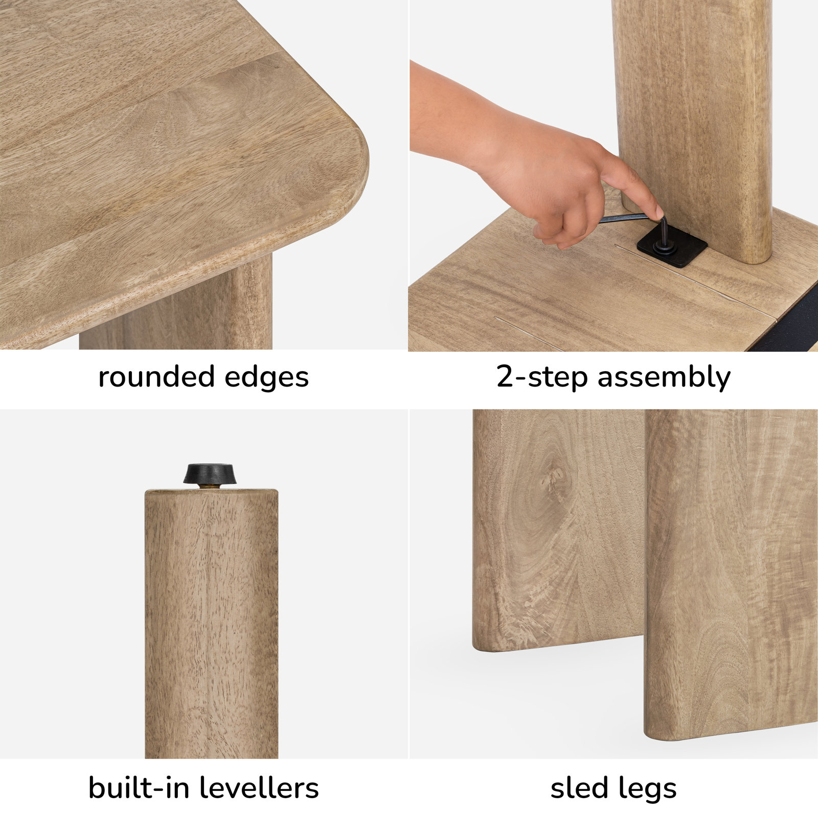 Hepza 48" Mango Coffee Table, Warm Sand