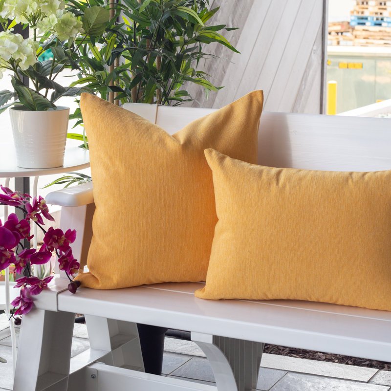 Outdoor Throw Pillow, Mustard, 20" H x 20"  W