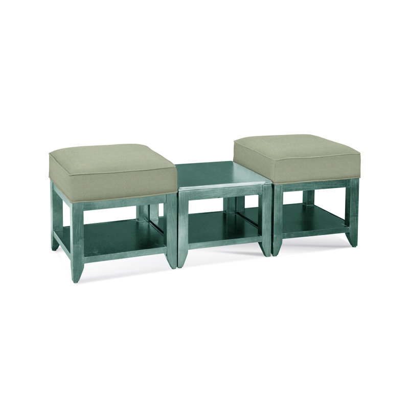 Elements Upholstered Cube Ottoman, Green Performance Fabric; 0851-54, Java