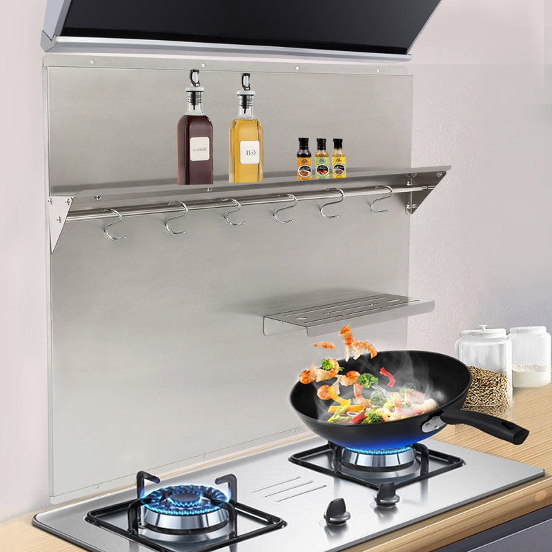Plaque de protection murale en acier inoxydable pour hotte
