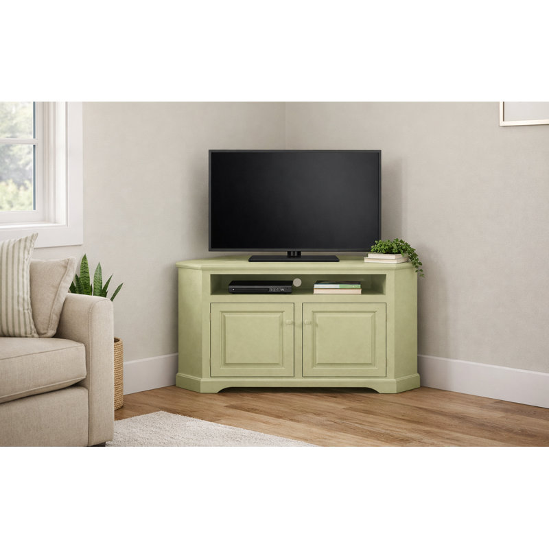 Inouye Unfinished Corner TV Stand for TVs up to 65", Green