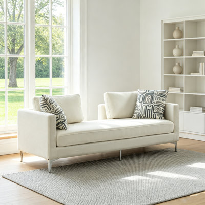 77.5''W Modern Chenille Chaise Lounge with Deep Seat, Solid Wood Composite Frame, Oversized Upholstered Lounge Chair with Lumbar Pillow