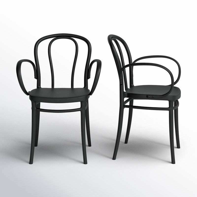 Farrah Stacking Patio Dining Armchair, Black