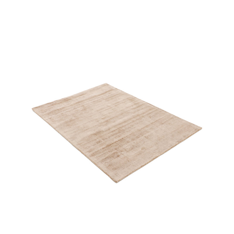 Ava Handmade Viscose Silky Solid Soft Beige Rug, Rectangle 80 x 150cm