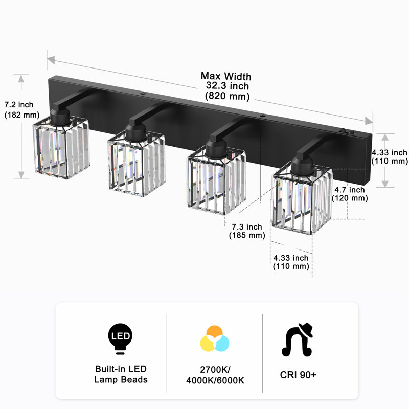 Sanfiel 3 - Light LED Vanity Light, Matte Black, 4