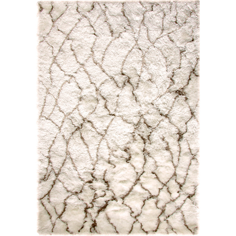 Tapis de zone tissé à la main ivoire/beige Cordell, Rectangle 8 pi x 10 pi