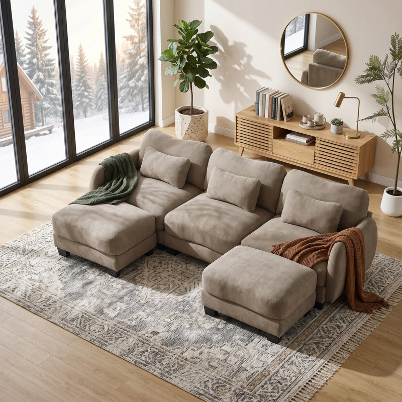 Canapé modulaire en forme de U avec conception ergonomique et repose-pieds mobile Cloud-Like Comfort - Canapé modulaire facile à assembler pour des espaces de vie confortables