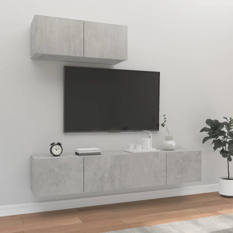 Kahden 3 Piece TV Stand for TVs up to 65", Concrete Grey, 80cm