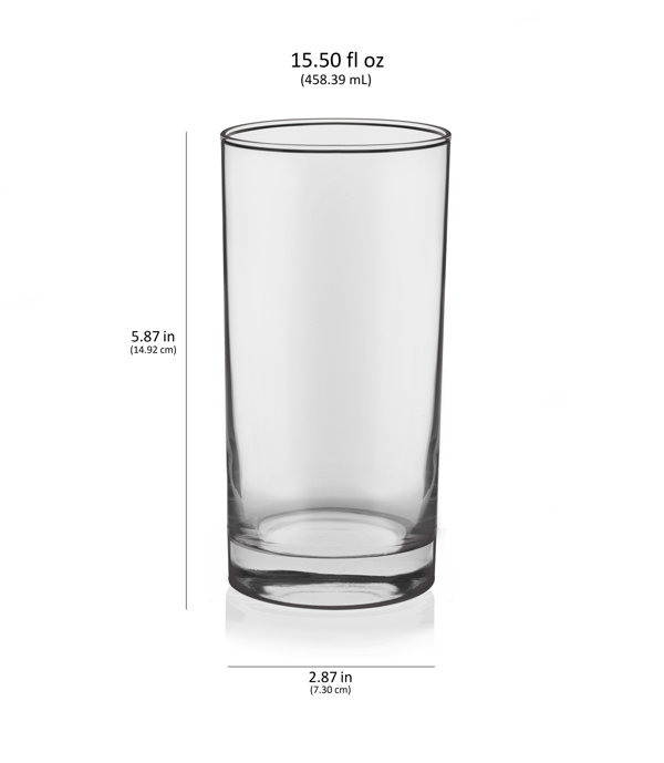 Clear Series 16 oz Square Highball Beverage Drinking Glasses (Set of 8