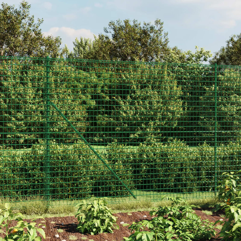 Baftije Wire Mesh Fence with Flange, Green, 7, 180cm H x 1000cm W x 5cm D