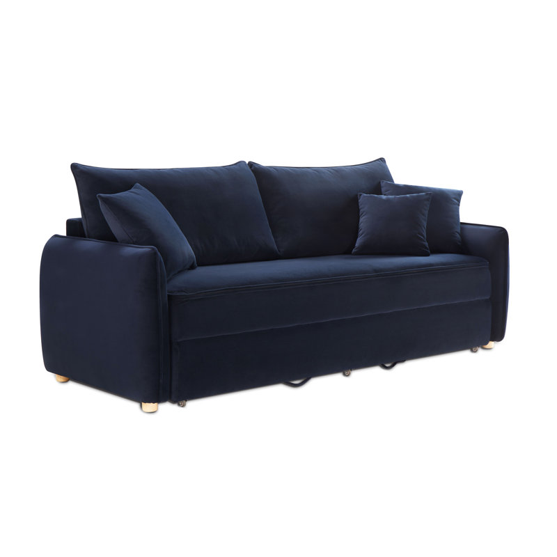 Canapé-lit modulaire en velours bleu Irina avec 3 coussins décoratifs Irina