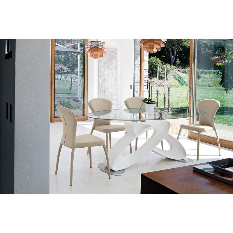 Palacios Oval Glass Top Dining Table, White