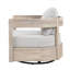 Fauteuil club d'extérieur pivotant en bois, finition blanc clair avec coussin-1162729292
