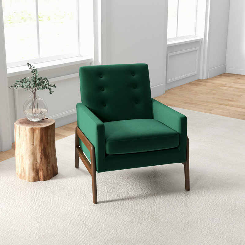 29,09 po de large chaise capitonnée chaise de lecture canapé-lit chaise confortable, Tissu vert