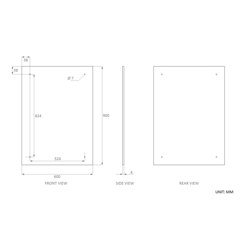 Abiya Flat Wall Mirror, 60cm H x 90cm W