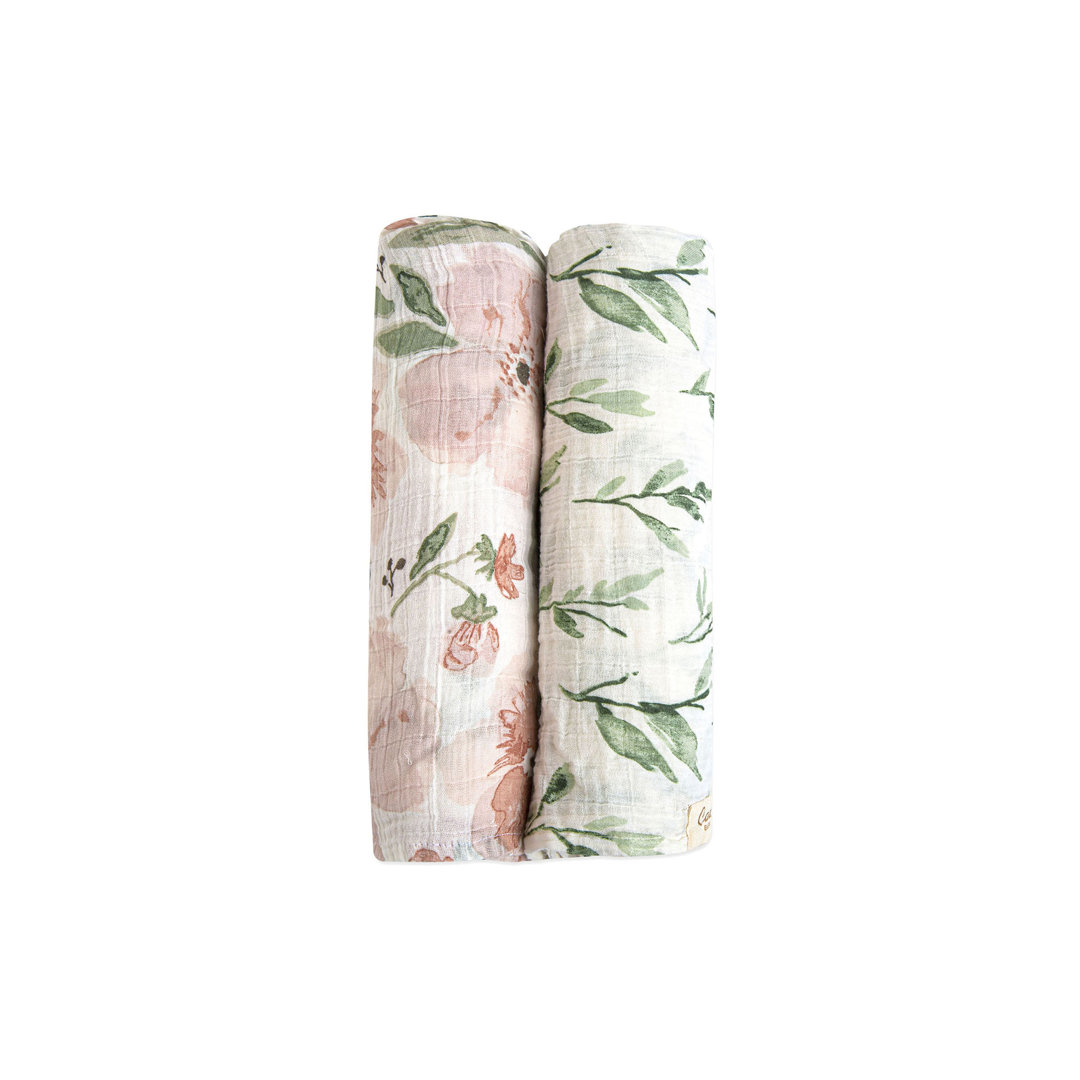 2-Pack 100% Cotton Swaddle, Soft and Durable Floral Pattern by Crane Baby Crane Baby