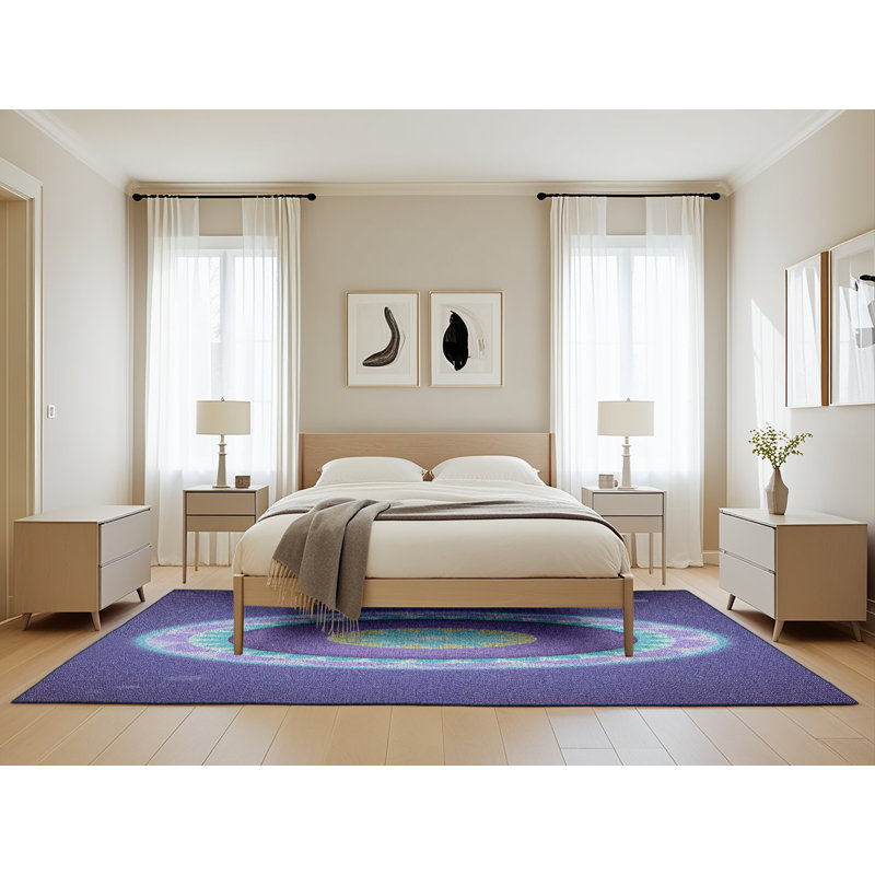Tapis mauve à métier motorisée, Rectangle 5 pi x 8 pi