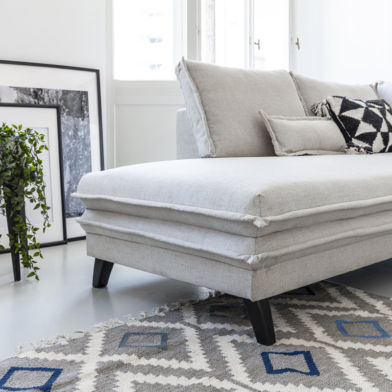 Charming Charlie Upholstered Corner Sofa, Beige, Left Hand Facing