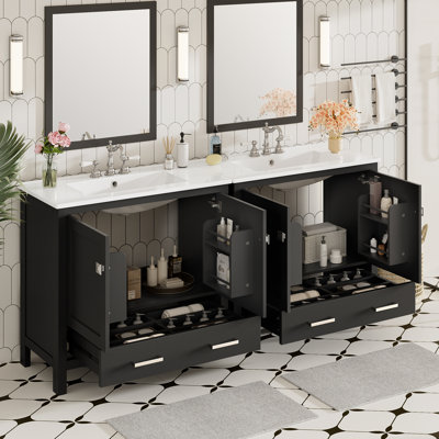 Meuble-lavabo 72 po avec lavabo en céramique