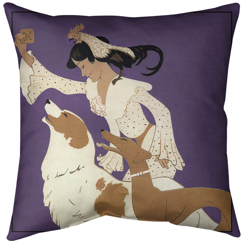 Coussin décoratif pour affiche dog biscuits, 14 po x 14 po, Mauve, Sergé de coton