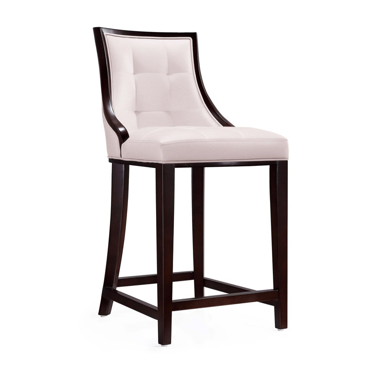 Upholstered Counter Stool with Solid Wood Frame