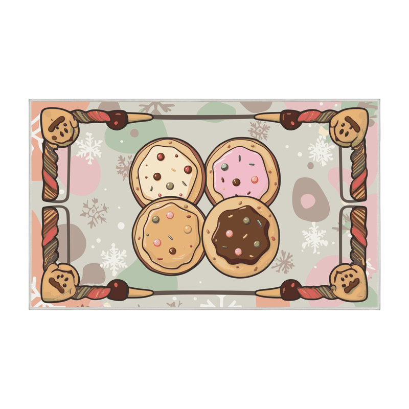 Tapis de vacances The Holiday Aisle® Cookies, Rectangulaire 2 pi x 3 pi