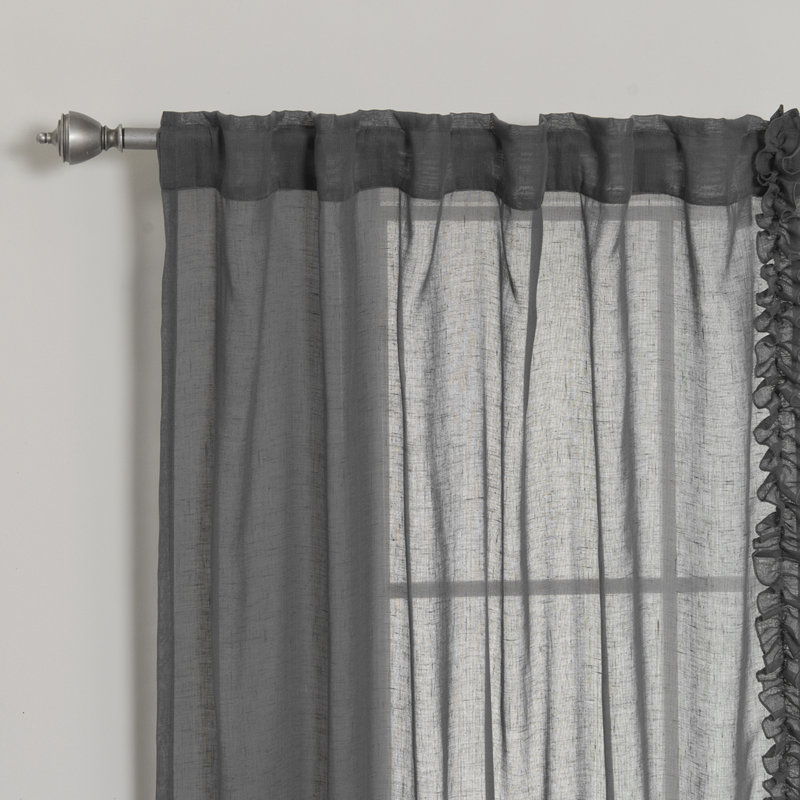 Paire de rideaux semi-transparents avec passe-tringle Raphaelle, Gris foncé