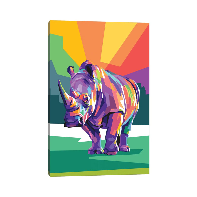 Rhino by Dayat Banggai - Print on Canvas, 152.4cm H x 101.6cm W x 3.81cm D, Wrapped Canvas