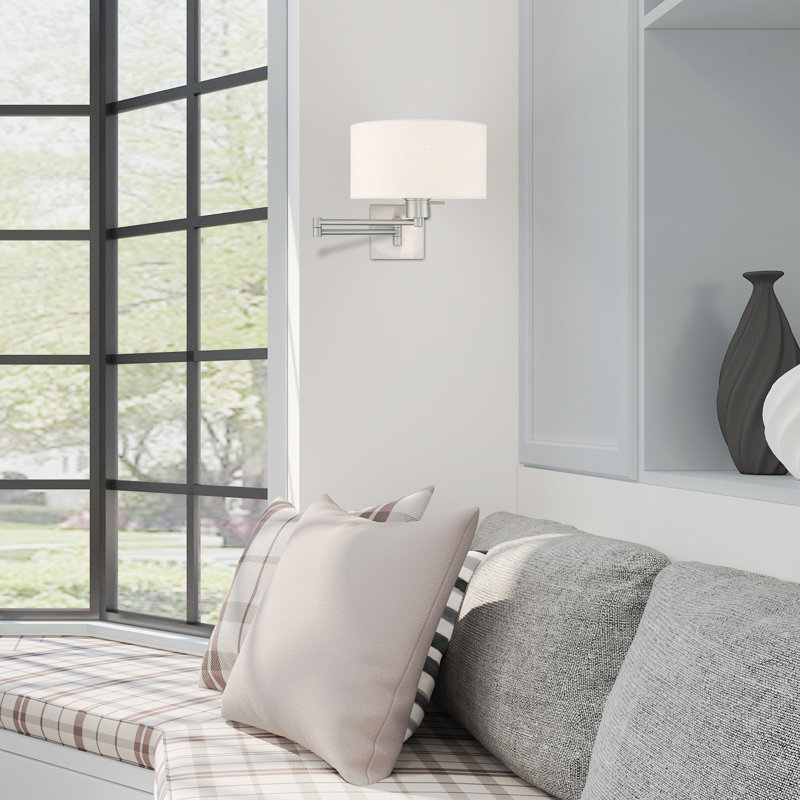 Kevyn Swing Arm Sconce, Brushed Nickel, Oatmeal