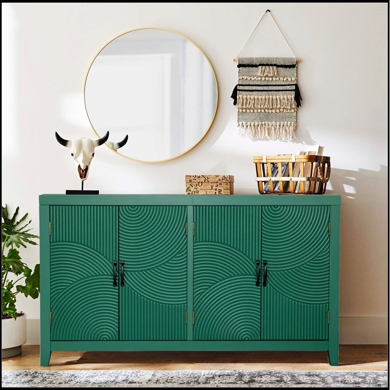 Armoire Mid-Century moderne avec 4 portes, parfaite pour le rangement et la présentation dans n'importe quelle pièce