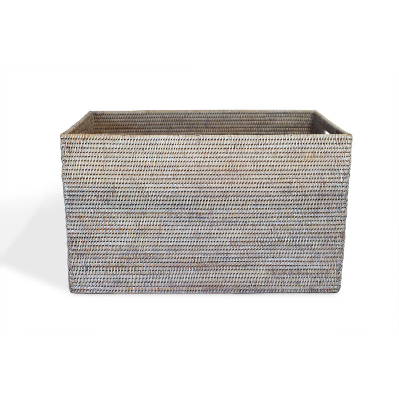 Rectangular Laundry Basket, White Wash