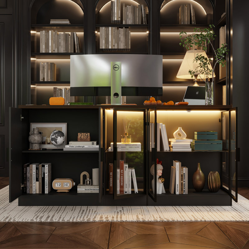 5-Door 3-Drawer Computer Desk With Warm Light