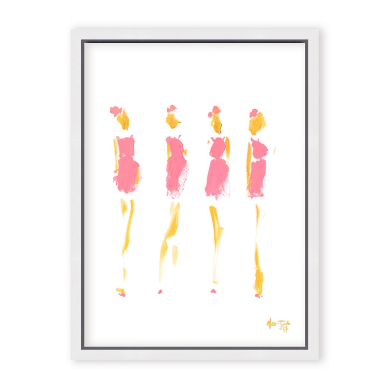 Pop Art & Retro Prim in Pink by  - Picture Frame Painting, 16" H x 12" W x 2.375" D, Framed Canvas, White