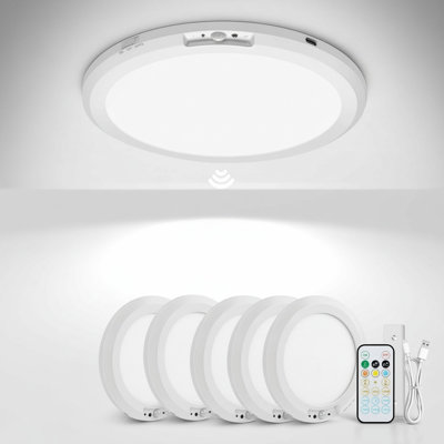 4-Pack 10,000mAh Rechargeable LED Ceiling Lights, Wireless, Motion Sensor, Battery-Powered